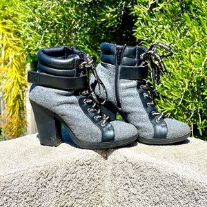 Juicy Couture gray wool lace up boots